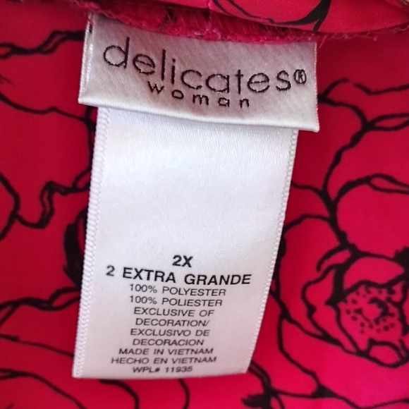 Vintage Delicates Woman Floral Red Roses Silky Lounge Y2K Robe 2X - Picture 3 of 4